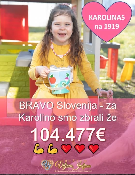 Akcija za Karolino: v treh dneh zbranih 104.477 €